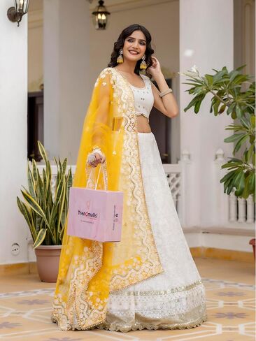 TRENDMALLS Women's Georgette Embroidery Work Lehenga Choli With Dupatta in Saudi Arabia