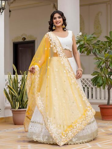 TRENDMALLS Women's Georgette Embroidery Work Lehenga Choli With Dupatta in Saudi Arabia