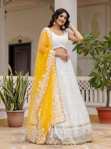TRENDMALLS Women's Georgette Embroidery Work Lehenga Choli With Dupatta in Saudi Arabia