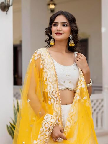 TRENDMALLS Women's Georgette Embroidery Work Lehenga Choli With Dupatta in Saudi Arabia