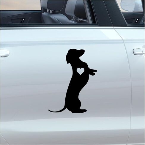 5.5" Dachshund Heart Dog Vinyl Decal, Waterproof Car Bumper Sticker for Car, Truck, Wall, Laptop (White) in Saudi Arabia