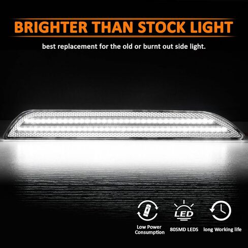 إكسسوارات مصابيح LED للعلامات الجانبية الخلفية من Bestview لسيارة Ford Mustang 2015-2022، مجموعة مصابيح جانبية للمصد الخلفي باللون الأبيض، عدسات شفافة (قطعتان) in Kuwait