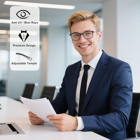 Missfive 2-Pack Light Multifocus نظارات القراءة التقدمية حجب الضوء الأزرق، مفصلات زنبركية متعددة البؤر للرجال بدون خط جودة قارئ ثلاثي البؤر نظارات مريحة (مساحة عمل للمدى القريب، 2.25x) in Kuwait
