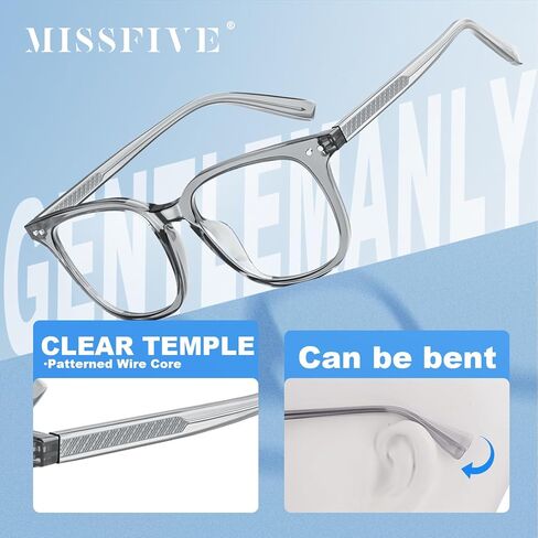 Missfive 2-Pack Light Multifocus نظارات القراءة التقدمية حجب الضوء الأزرق، مفصلات زنبركية متعددة البؤر للرجال بدون خط جودة قارئ ثلاثي البؤر نظارات مريحة (مساحة عمل للمدى القريب، 2.25x) in Kuwait