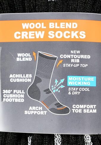 Weatherproof Vintage Men's Outdoor Wool Blend Crew Socks, Black, 5 Pairs in Saudi Arabia