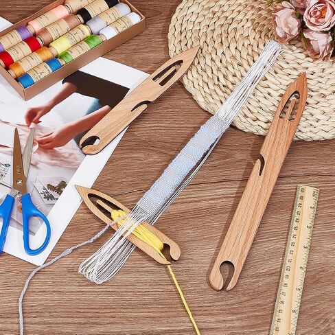 BENECREAT 3Pcs Beech Wood Weaving Shuttle, Knitting Loom Shuttles Handcrafted Knitting Loom Tools for Tapestry DIY Craft Weaving Accessories, Pointy in Saudi Arabia