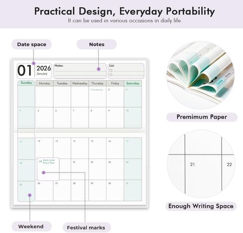 Pocket Calendar 2026-2027 for Purse, Small Pocket Planner 2026-2027 for Purse 3.5×6.5In,24 Month Organizer from Jan 2026- December 2027 Mini Planner with Pvc Cover for Organizing & Planning in Saudi Arabia