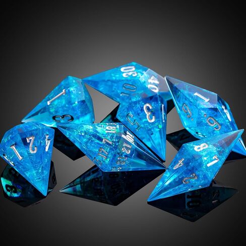 7PCS Diamond DND Dice Set,Transparent Sharp Edge Die Set D&D RPG Polyhedral Dice,for TTRPG Games Roleplaying Games.(Green) in Kuwait