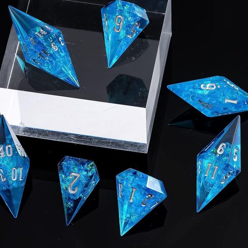 7PCS Diamond DND Dice Set,Transparent Sharp Edge Die Set D&D RPG Polyhedral Dice,for TTRPG Games Roleplaying Games.(Green) in Kuwait