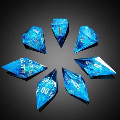 7PCS Diamond DND Dice Set,Transparent Sharp Edge Die Set D&D RPG Polyhedral Dice,for TTRPG Games Roleplaying Games.(Green) in Kuwait