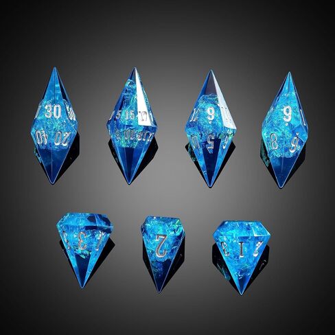 7PCS Diamond DND Dice Set,Transparent Sharp Edge Die Set D&D RPG Polyhedral Dice,for TTRPG Games Roleplaying Games.(Green) in Kuwait