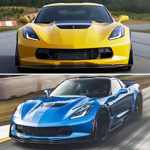 Front Lip Compatibility with 2014-2019 Corvette C7 Z06 Stage 3 Front Bumper Chin Diffuser Lip Spoiler Splitter Air Dam with Side Winglets 4PCS Gloss Black in Kuwait