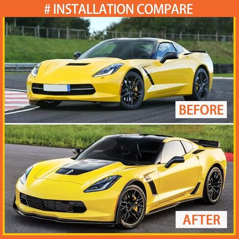 Front Lip Compatibility with 2014-2019 Corvette C7 Z06 Stage 3 Front Bumper Chin Diffuser Lip Spoiler Splitter Air Dam with Side Winglets 4PCS Gloss Black in Kuwait