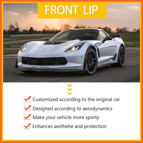 Front Lip Compatibility with 2014-2019 Corvette C7 Z06 Stage 3 Front Bumper Chin Diffuser Lip Spoiler Splitter Air Dam with Side Winglets 4PCS Gloss Black in Kuwait