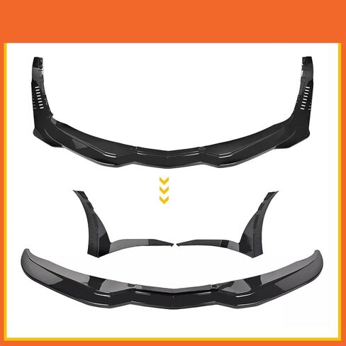 Front Lip Compatibility with 2014-2019 Corvette C7 Z06 Stage 3 Front Bumper Chin Diffuser Lip Spoiler Splitter Air Dam with Side Winglets 4PCS Gloss Black in Kuwait
