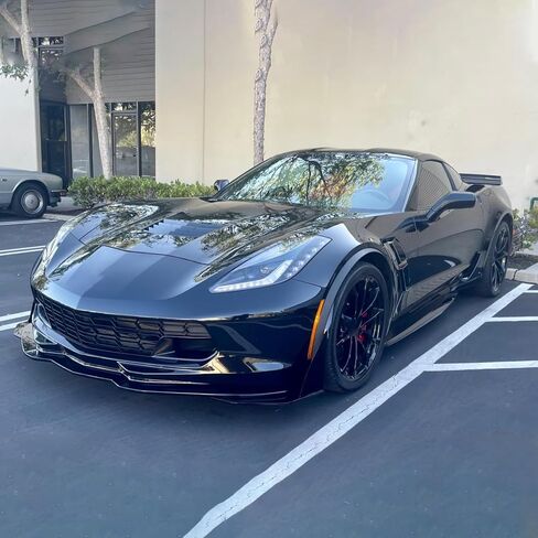 Front Lip Compatibility with 2014-2019 Corvette C7 Z06 Stage 3 Front Bumper Chin Diffuser Lip Spoiler Splitter Air Dam with Side Winglets 4PCS Gloss Black in Kuwait