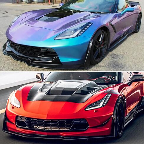 Front Lip Compatibility with 2014-2019 Corvette C7 Z06 Stage 3 Front Bumper Chin Diffuser Lip Spoiler Splitter Air Dam with Side Winglets 4PCS Gloss Black in Kuwait