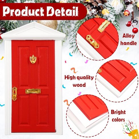 Shappy 39 Pcs Christmas Elf Fairy Doors Decorations Enchanted Elf Doors Tiny Outdoor Xmas Decor Wooden Tiny Miniature for Girls Xmas Accessories Fairy Tale(Pink) in Saudi Arabia