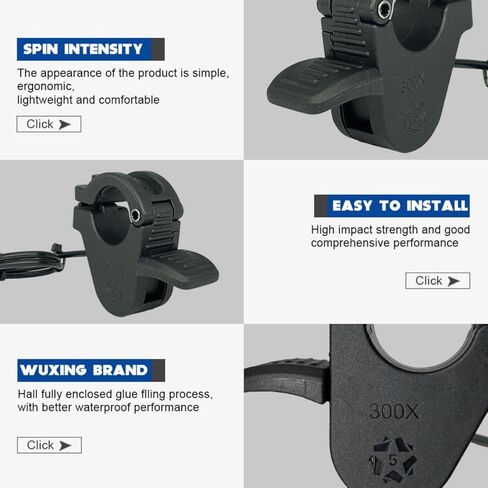 Ebike Thumb Throttle، 12V 24V 36V 48V 60V 72V 3 Pin SM Plug Ebike Throttle for 22mm المقاود، 300X مسرع السرعة اليسرى واليمنى، استبدال مقود السكوتر الكهربائي للدراجات البخارية الإلكترونية in Kuwait