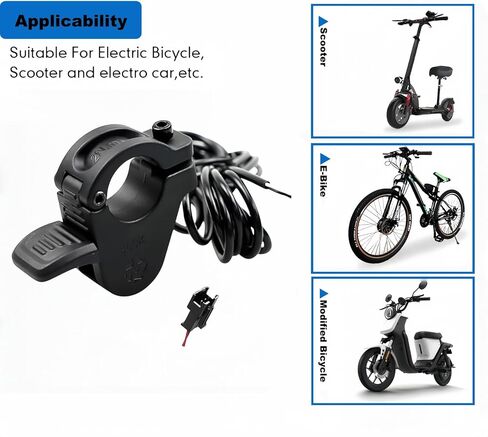 Ebike Thumb Throttle، 12V 24V 36V 48V 60V 72V 3 Pin SM Plug Ebike Throttle for 22mm المقاود، 300X مسرع السرعة اليسرى واليمنى، استبدال مقود السكوتر الكهربائي للدراجات البخارية الإلكترونية in Kuwait