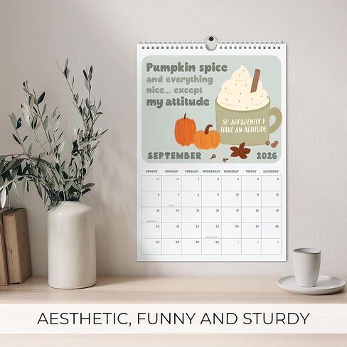تقويم حائط جميل لعام 2026 - تقويم مرح وممتع من يناير إلى ديسمبر 2026 - مخطط الحائط الجمالي المثالي للمنزل أو المكتب in Kuwait