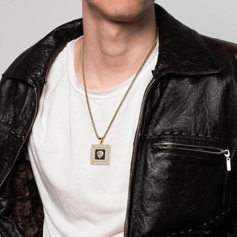 AsAlways Hip Hop Jewelry 3D Lion Head Shiny Circle of Cuban Link Pendant Gold Medallion Lion King Leo Necklace for Men Women in Kuwait