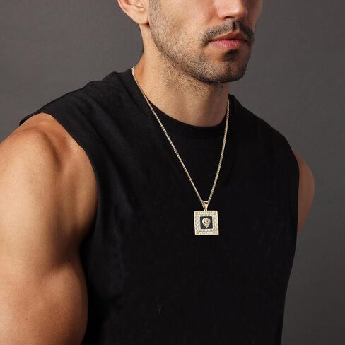 AsAlways Hip Hop Jewelry 3D Lion Head Shiny Circle of Cuban Link Pendant Gold Medallion Lion King Leo Necklace for Men Women in Kuwait