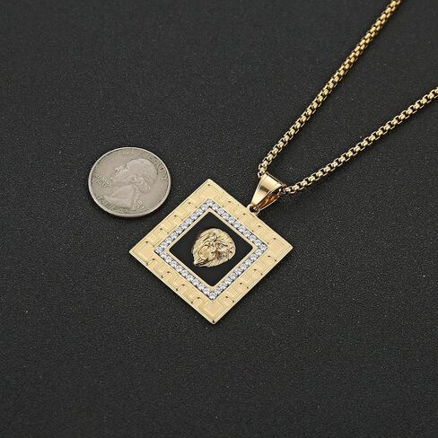 AsAlways Hip Hop Jewelry 3D Lion Head Shiny Circle of Cuban Link Pendant Gold Medallion Lion King Leo Necklace for Men Women in Kuwait