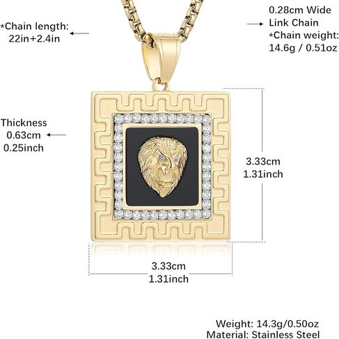 AsAlways Hip Hop Jewelry 3D Lion Head Shiny Circle of Cuban Link Pendant Gold Medallion Lion King Leo Necklace for Men Women in Kuwait