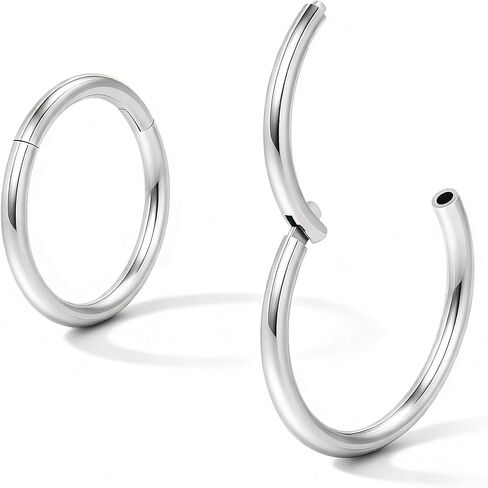Afftiny Nose Ring Septum Hoop 20G/18G/16G/14G/12G 316L Surgical Stainless Steel Hinged Seamless Earrings, Diameter 5MM-16MM, Gold/Silver/Black/Rose Gold/Rainbow Color in Kuwait