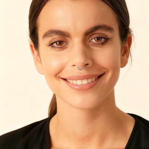 Afftiny Nose Ring Septum Hoop 20G/18G/16G/14G/12G 316L Surgical Stainless Steel Hinged Seamless Earrings, Diameter 5MM-16MM, Gold/Silver/Black/Rose Gold/Rainbow Color in Kuwait