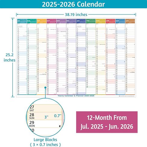 Wall Calendar 2025-2027 – Run Now to Feb. 2027, 18 Monthly Calendar 2026-2027, 11 x 8.5 In, 2026 Calendar 18 Months, 2026 Wall Calendar with Ruled Blocks, Thicker Paper, Holidays, To-do List ＆ Notes in Saudi Arabia