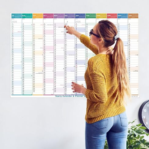 Wall Calendar 2025-2027 – Run Now to Feb. 2027, 18 Monthly Calendar 2026-2027, 11 x 8.5 In, 2026 Calendar 18 Months, 2026 Wall Calendar with Ruled Blocks, Thicker Paper, Holidays, To-do List ＆ Notes in Saudi Arabia