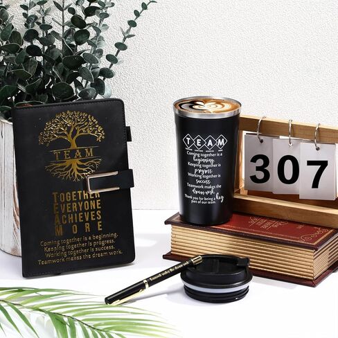 Pickmesh 3 Pcs Christmas Team Appreciation Gift Set 17oz Coffee Tumbler Welcome to The Team A5 Leather Journal with Pen for Office Employee Coworker Staff Male Nurse Teacher Thank You Gift (Brown) in Saudi Arabia