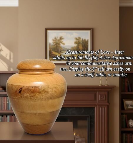 Handcrafted Wooden Urn for Adult Human Ashes with Velvet Bag Cremation Urns for Ashes Decorative Urns-Funeral Urns for Human Ashes-Elegant Cremation Urns-Medium Size URN up to 160 lbs in Kuwait