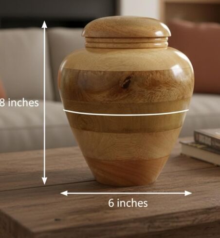 Handcrafted Wooden Urn for Adult Human Ashes with Velvet Bag Cremation Urns for Ashes Decorative Urns-Funeral Urns for Human Ashes-Elegant Cremation Urns-Medium Size URN up to 160 lbs in Kuwait