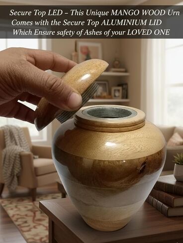 Handcrafted Wooden Urn for Adult Human Ashes with Velvet Bag Cremation Urns for Ashes Decorative Urns-Funeral Urns for Human Ashes-Elegant Cremation Urns-Medium Size URN up to 160 lbs in Kuwait