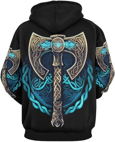 JooMeryer Men's Viking Totem 3D Print Long Sleeve Hoodies Pullover Sweatshirt in Kuwait