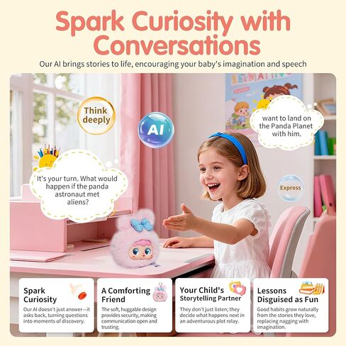 AI Smart Stuffed Animal with ChatGPT - Multilingual Emotional AI Companion Plush Toy, Interactive Learning Assistant & Memory Trainer for Kids 3+, Parental Control App with Chat Summary in Saudi Arabia