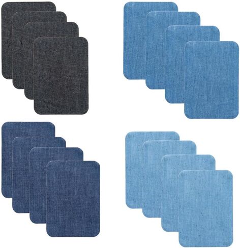 Denim Cloth Patches - 16 Pieces Cotton Iron-On Patches Kit for Clothing, Jackets, Bags -DIY Decorating & Mending in Saudi Arabia