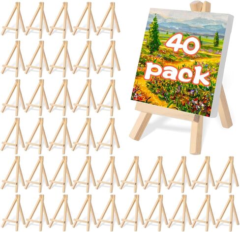 40 Pack 6" Mini Wood Display Easel, Natural Wooden Small Easel Stand for Signs, Small Canvases, Table Display, Pictures, Photos, Wedding Place Cards, Crafts and Other Smaller Projects in Saudi Arabia