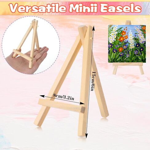 40 Pack 6" Mini Wood Display Easel, Natural Wooden Small Easel Stand for Signs, Small Canvases, Table Display, Pictures, Photos, Wedding Place Cards, Crafts and Other Smaller Projects in Saudi Arabia