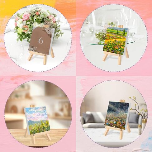 40 Pack 6" Mini Wood Display Easel, Natural Wooden Small Easel Stand for Signs, Small Canvases, Table Display, Pictures, Photos, Wedding Place Cards, Crafts and Other Smaller Projects in Saudi Arabia