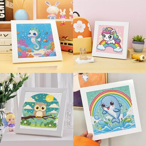 Diamond Painting Kits for Kids Beginner - 4 Pack DIY 5D Full Drill Diamond Art Kits for Children, Cute Animals Round Crystal Rhinestone Gem Art Crafts Home Wall Art Decor 5.9 x 5.9 Inches in Saudi Arabia