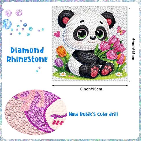 Diamond Painting Kits for Kids Beginner - 4 Pack DIY 5D Full Drill Diamond Art Kits for Children, Cute Animals Round Crystal Rhinestone Gem Art Crafts Home Wall Art Decor 5.9 x 5.9 Inches in Saudi Arabia