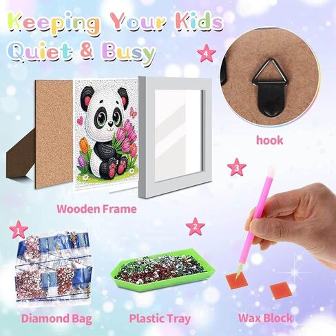 Diamond Painting Kits for Kids Beginner - 4 Pack DIY 5D Full Drill Diamond Art Kits for Children, Cute Animals Round Crystal Rhinestone Gem Art Crafts Home Wall Art Decor 5.9 x 5.9 Inches in Saudi Arabia