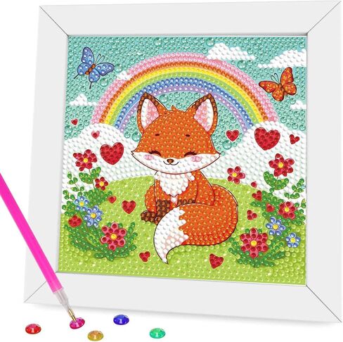 Diamond Painting Kits for Kids Beginner - 4 Pack DIY 5D Full Drill Diamond Art Kits for Children, Cute Animals Round Crystal Rhinestone Gem Art Crafts Home Wall Art Decor 5.9 x 5.9 Inches in Saudi Arabia