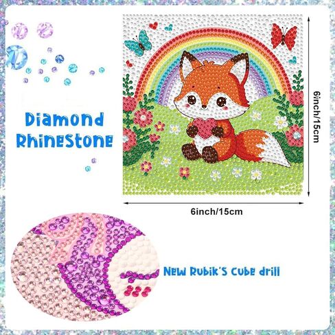 Diamond Painting Kits for Kids Beginner - 4 Pack DIY 5D Full Drill Diamond Art Kits for Children, Cute Animals Round Crystal Rhinestone Gem Art Crafts Home Wall Art Decor 5.9 x 5.9 Inches in Saudi Arabia
