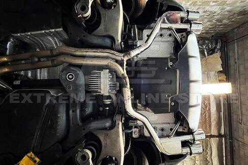 استبدال لـ 2015-الحاضر بورش ماكان قاعدة S توربو GTS T-304 كاتم صوت من الفولاذ المقاوم للصدأ حذف المحور الخلفي 4 "جدار مزدوج رباعي نصائح العادم in Saudi Arabia