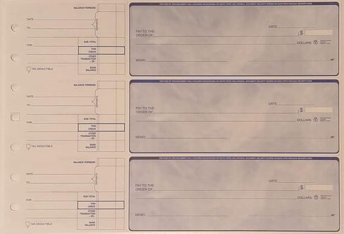ABC Manual Checks for Business 3 on a Page with Stub Voucher, Blue Checks (100 Checks) in Saudi Arabia